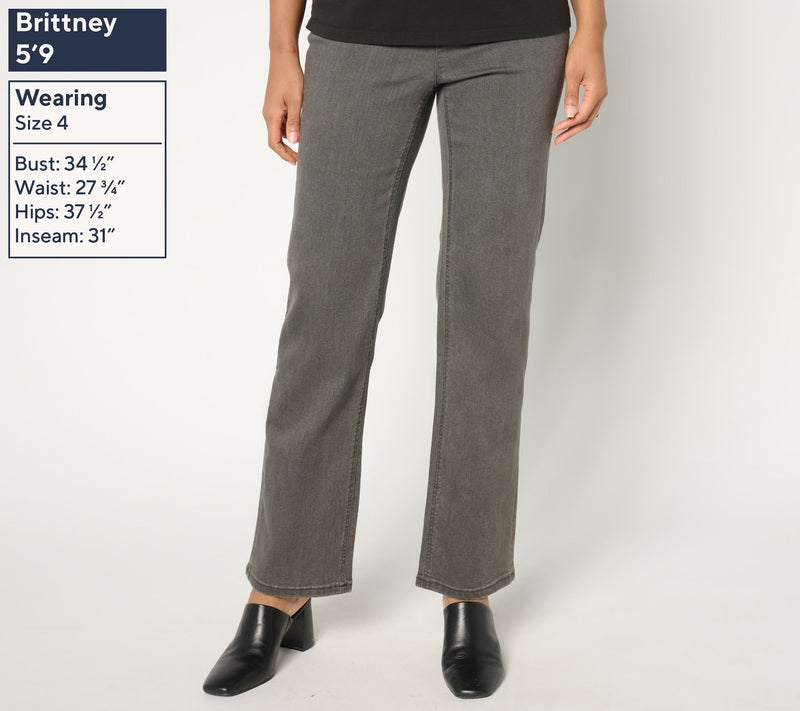 Denim & Co. Petite Black Signature Perfect Flex Strght Leg Jean — View 6