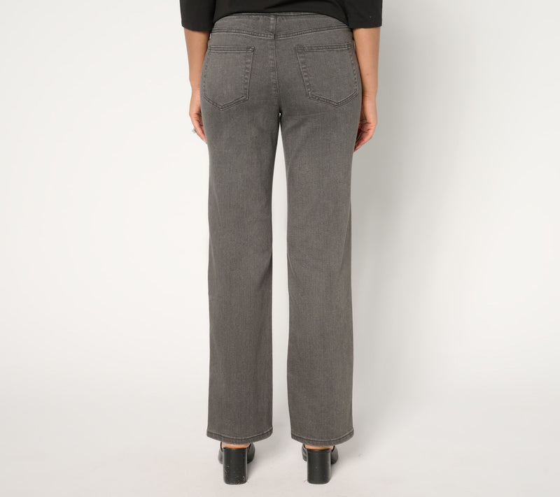 Denim & Co. Petite Black Signature Perfect Flex Strght Leg Jean — View 7