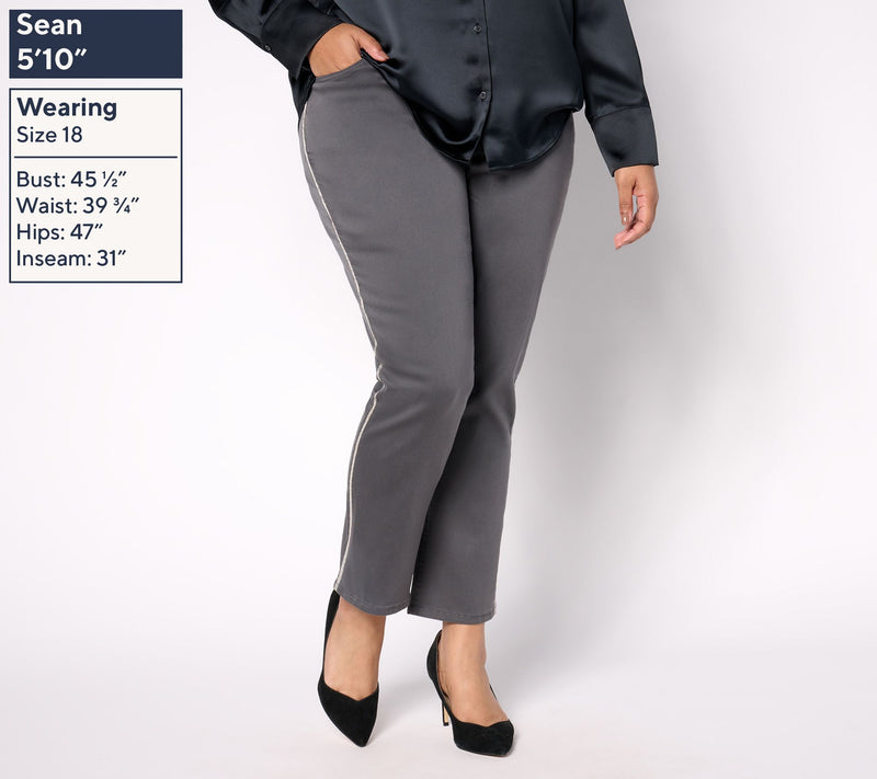 Joan Rivers Regular Cotton Sateen 5-Pocket Pant w/ Beaded Trim — View 2