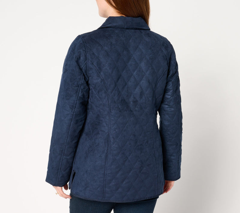Denim & Co. Heritage Quilted Faux Suede Jacket — View 3