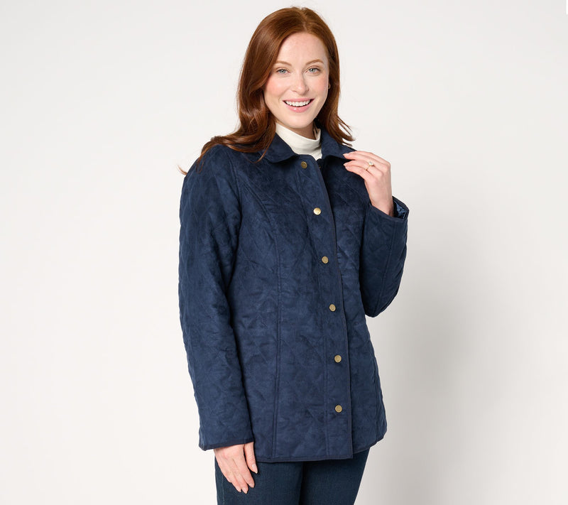 Denim & Co. Heritage Quilted Faux Suede Jacket — Main view