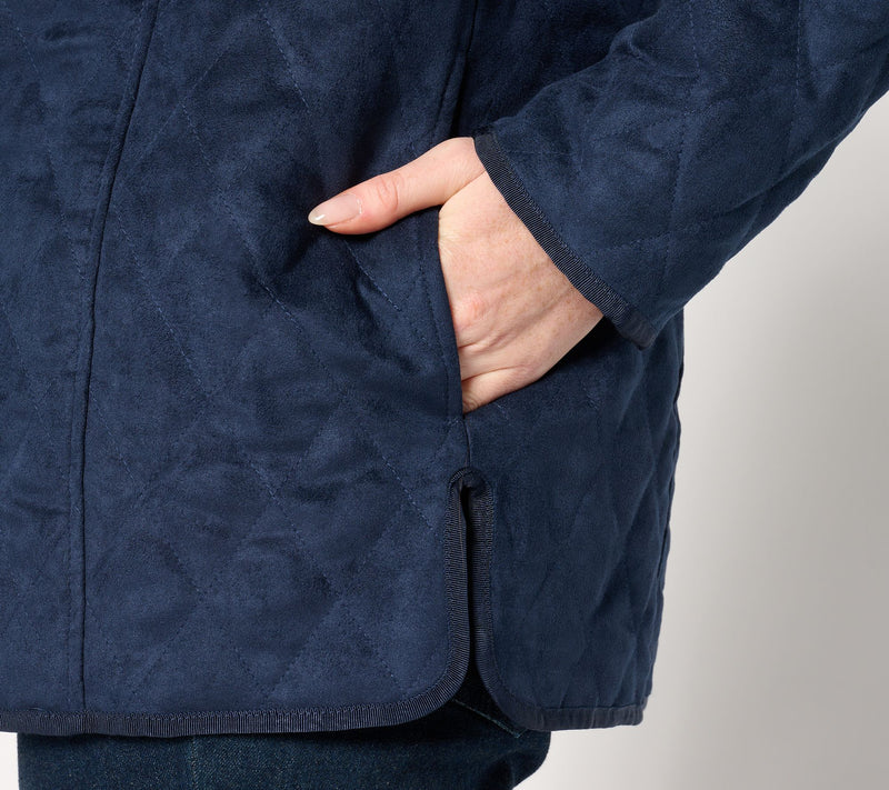 Denim & Co. Heritage Quilted Faux Suede Jacket — View 5