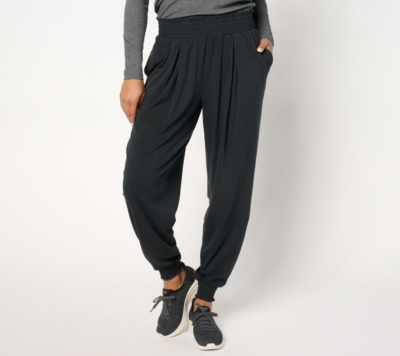 AnyBody Regular Cozy Knit Pleat Detail Joggers with Smocked Waist — View 3