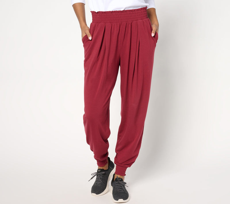 AnyBody Regular Cozy Knit Pleat Detail Joggers with Smocked Waist — View 5