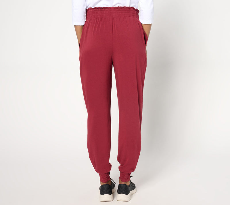 AnyBody Petite Cozy Knit Pleat Detail Joggers with Smocked Waist — View 11
