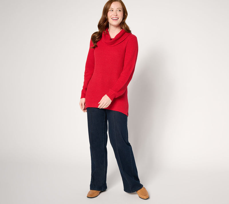 Denim & Co. Lurex Waffle Cowl Neck Sweater — View 11