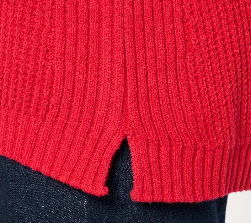 Denim & Co. Lurex Waffle Cowl Neck Sweater — View 12