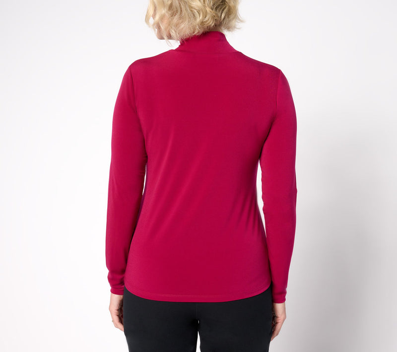 Susan Graver Liquid Knit Long-Sleeve Mock- Neck Top w/ Keyhole — View 5