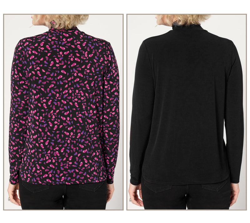Susan Graver Set of Two Liquid Knit Mock-Neck Tops — View 8