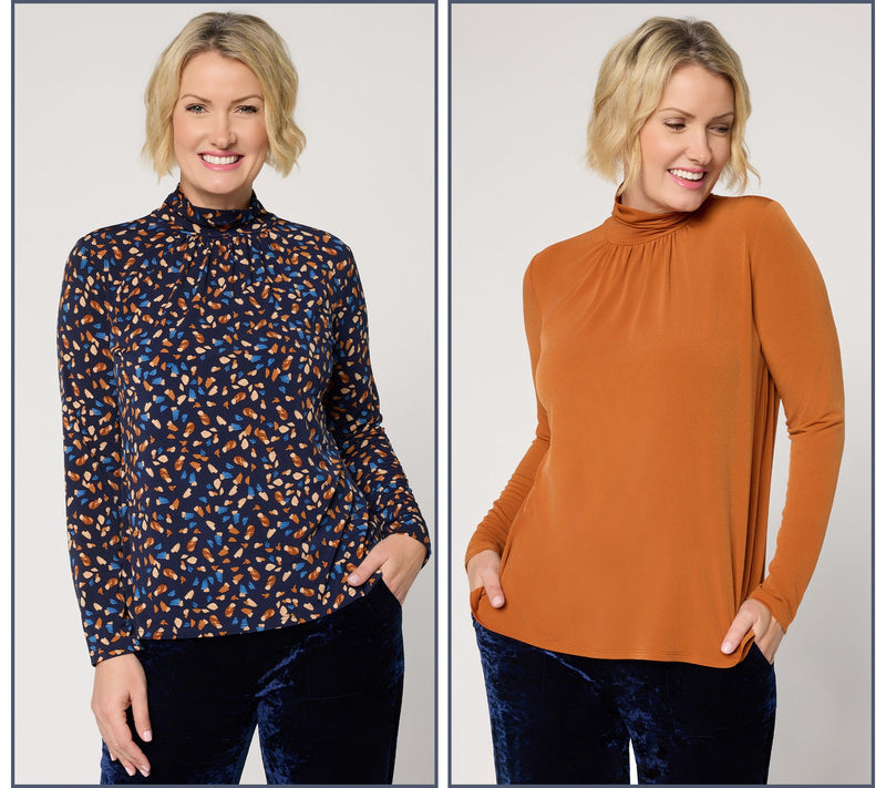 Susan Graver Set of Two Liquid Knit Mock-Neck Tops — View 19