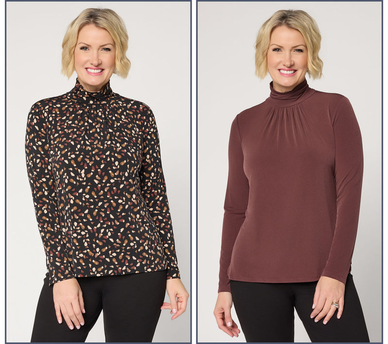 Susan Graver Set of Two Liquid Knit Mock-Neck Tops — View 20