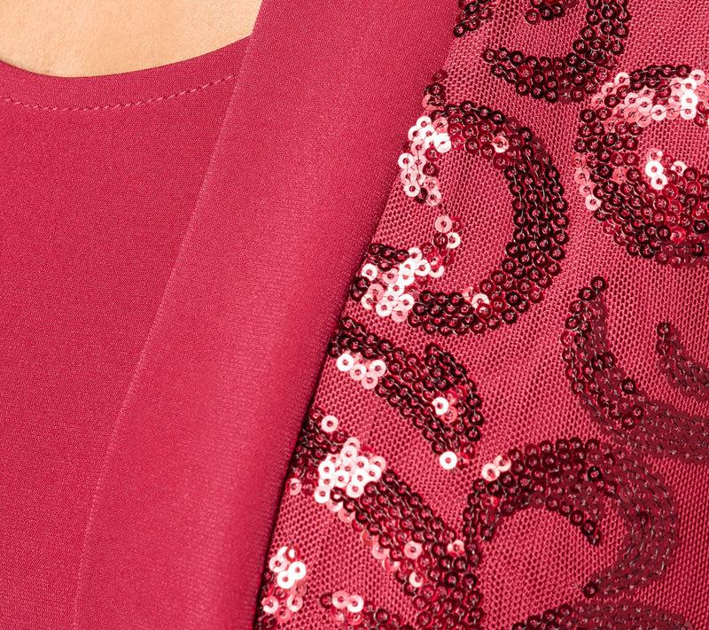 Susan Graver Occasions Regular Sequin Cardigan and Knit Tank Set — View 13