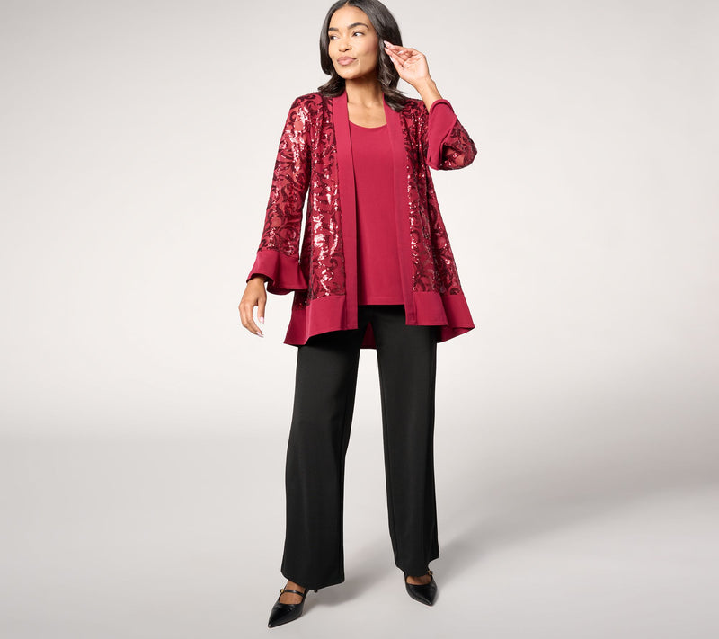 Susan Graver Occasions Petite Sequin Cardigan & Knit Tank Set — View 12