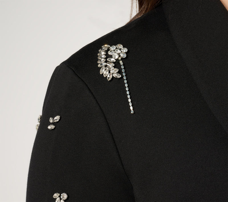 GRAVER Susan Graver Embellished Ponte Shawl Collar Blazer — View 10