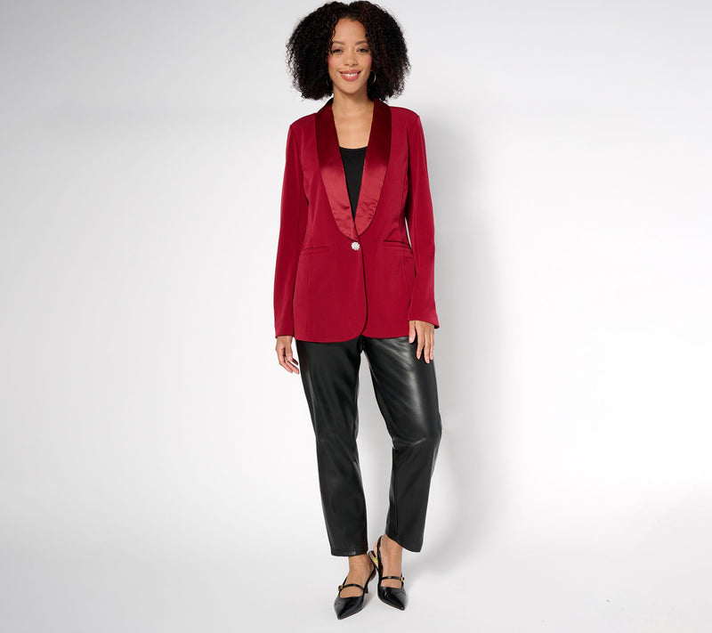 Tailored by Susan Graver Regular LK Fusion Blazer w/Satin Collar — View 13