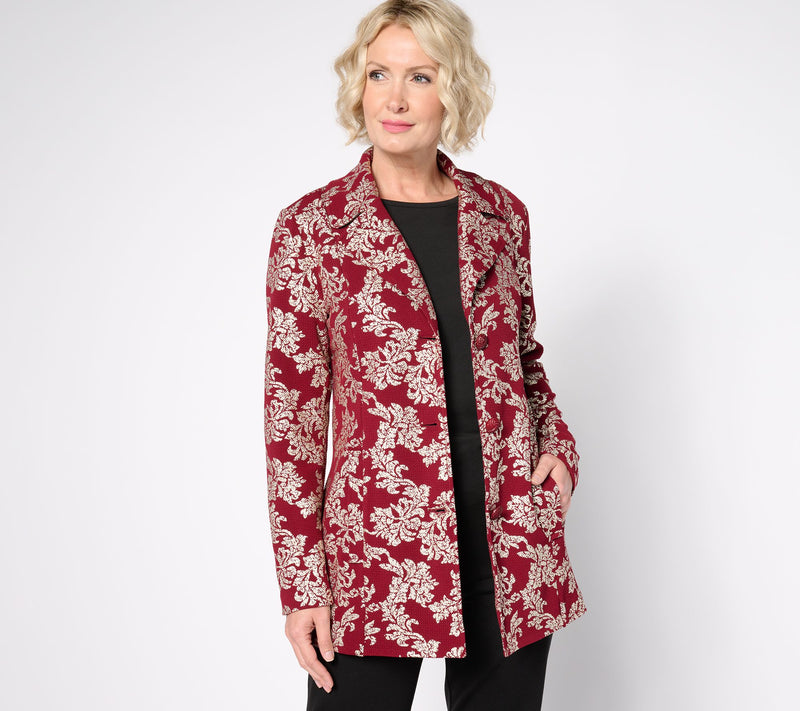 GRAVER Susan Graver Regular Metallic Print Knit Topper — Main view