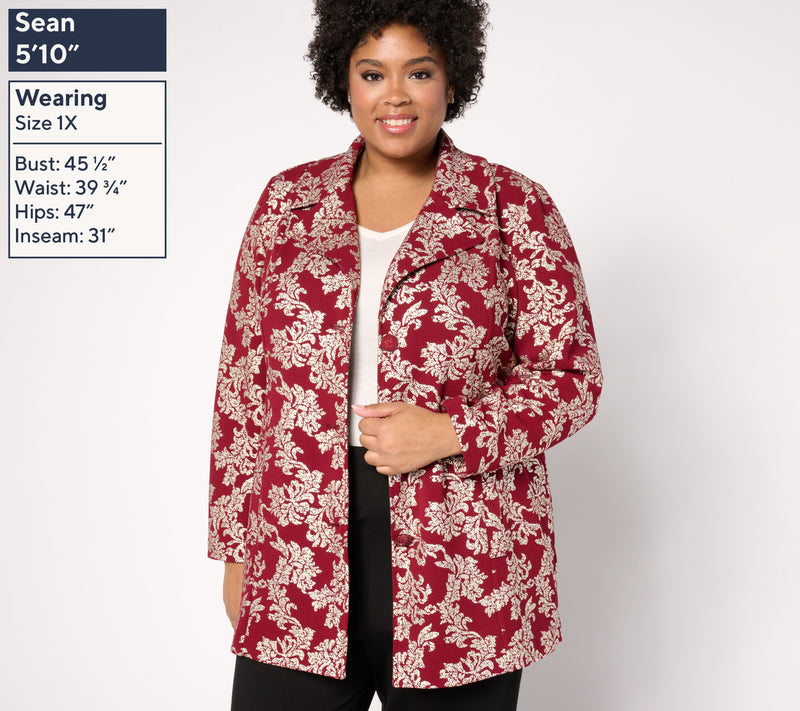 GRAVER Susan Graver Regular Metallic Print Knit Topper — View 10