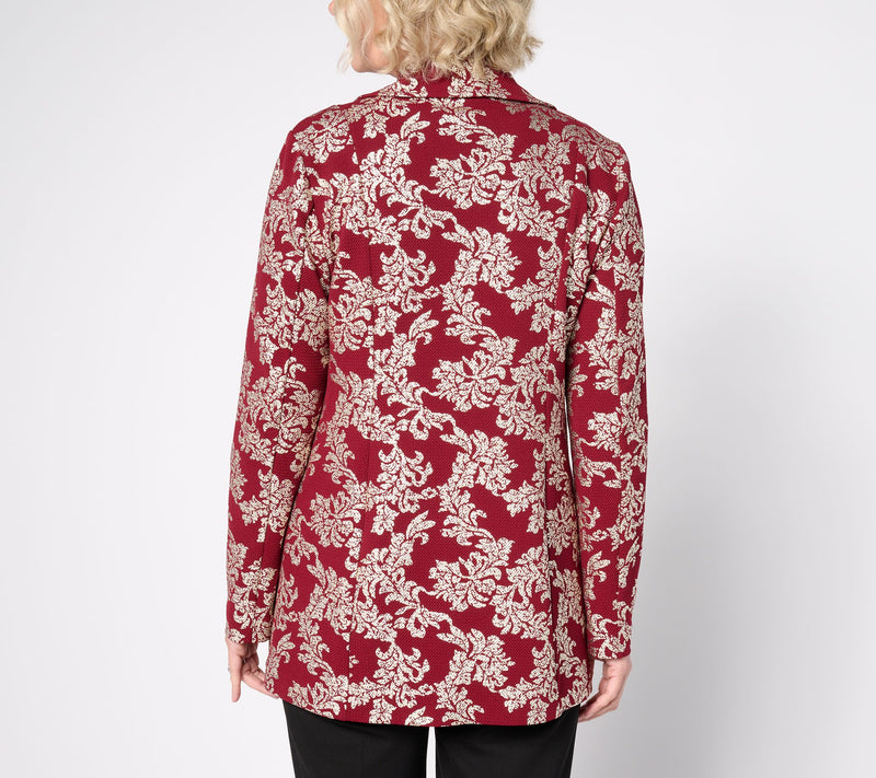 GRAVER Susan Graver Petite Metallic Print Knit Topper — View 4