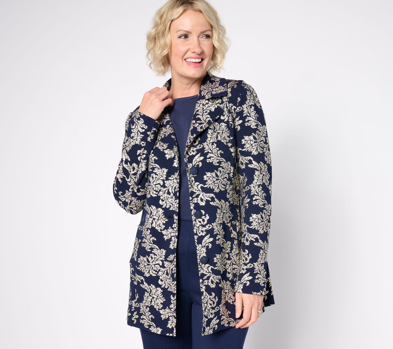 GRAVER Susan Graver Petite Metallic Print Knit Topper — View 11