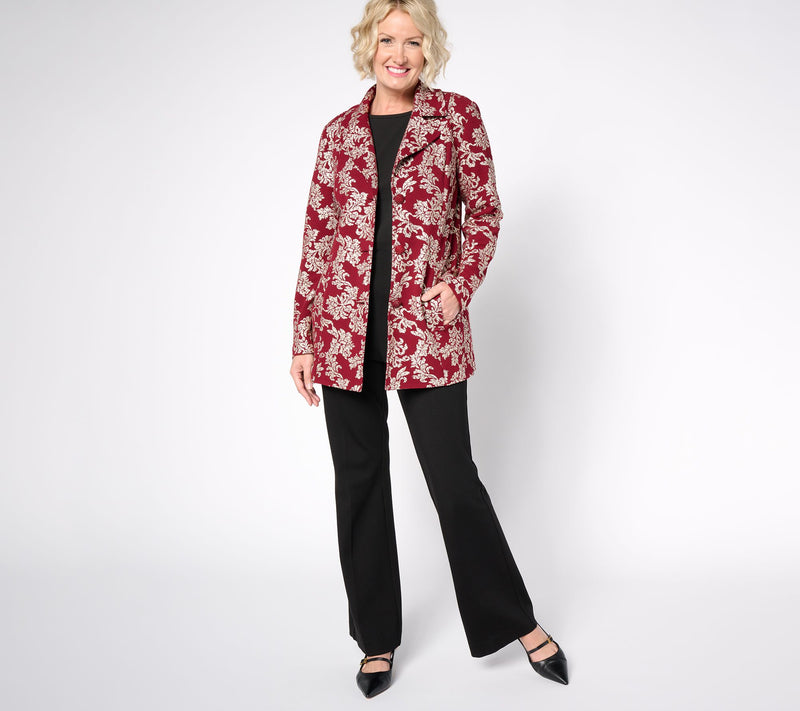 GRAVER Susan Graver Petite Metallic Print Knit Topper — View 5