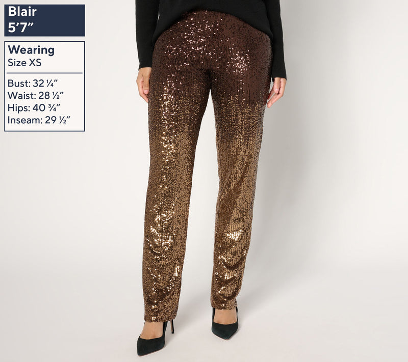 Susan Graver Occasions Petite Ombre Sequin Pull On Pants — View 9