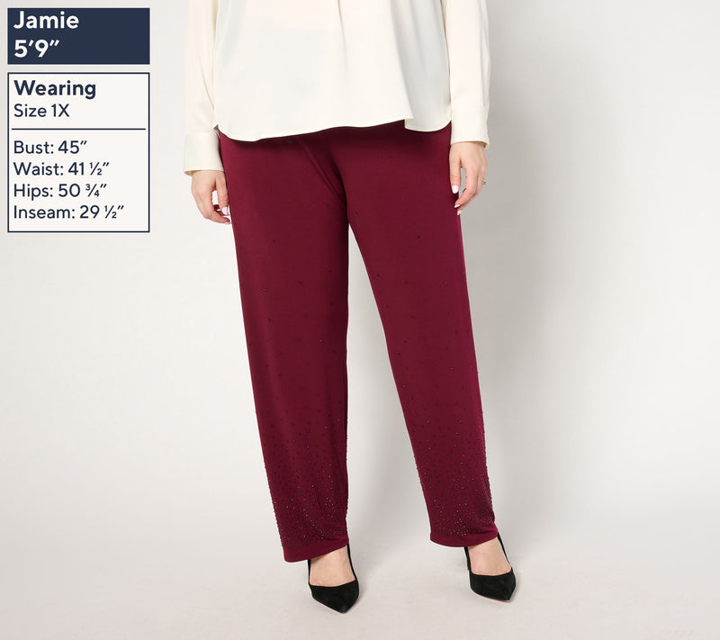 Susan Graver Occasions Regular Liquid Knit Pants with Embellishment — View 9