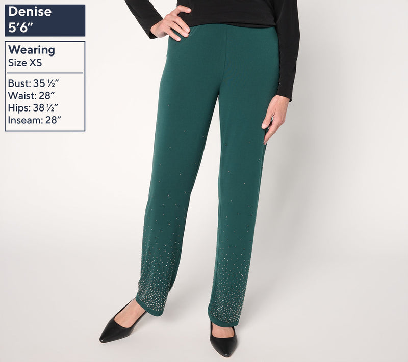 Susan Graver Occasions Regular Liquid Knit Pants with Embellishment — View 10