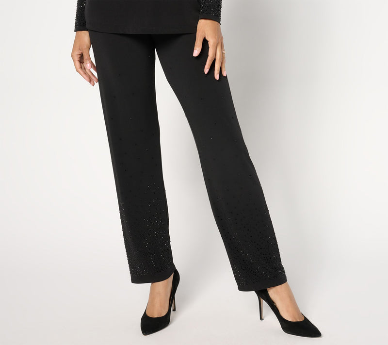Susan Graver Occasions Petite Liquid Knit Pants with Embellishment — View 7