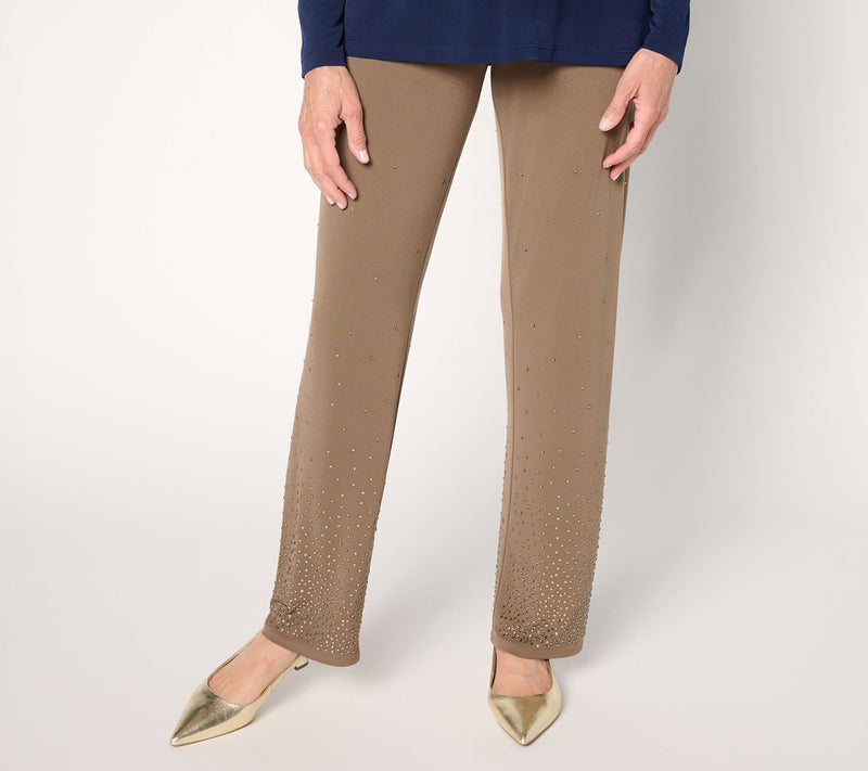 Susan Graver Occasions Petite Liquid Knit Pants with Embellishment — View 15