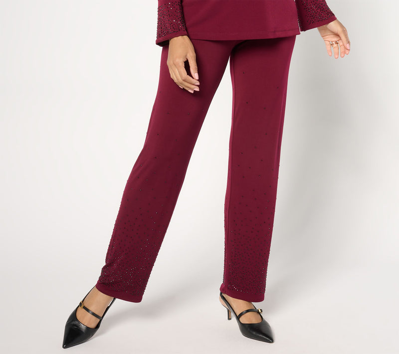 Susan Graver Occasions Petite Liquid Knit Pants with Embellishment — View 5