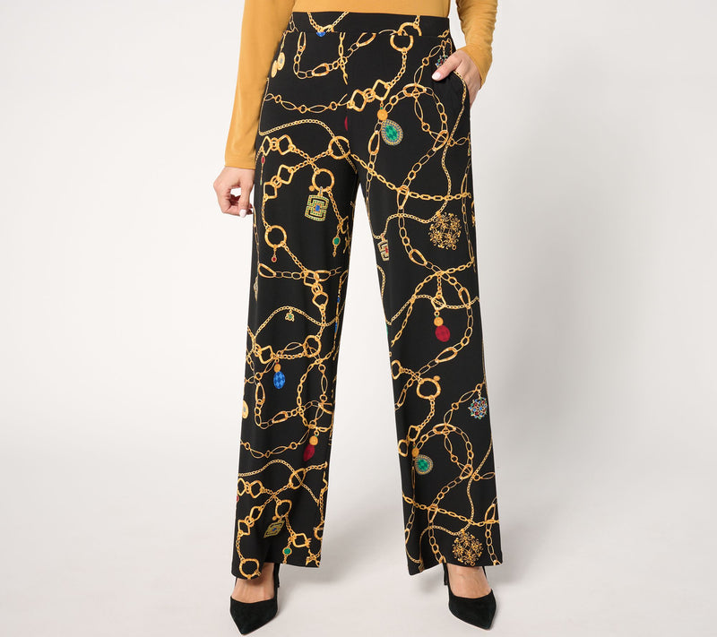 Susan Graver Regular Printed Liquid Knit Pull-On Wide Leg Pants — View 10
