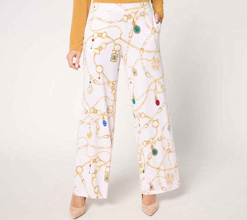 Susan Graver Regular Printed Liquid Knit Pull-On Wide Leg Pants — View 11