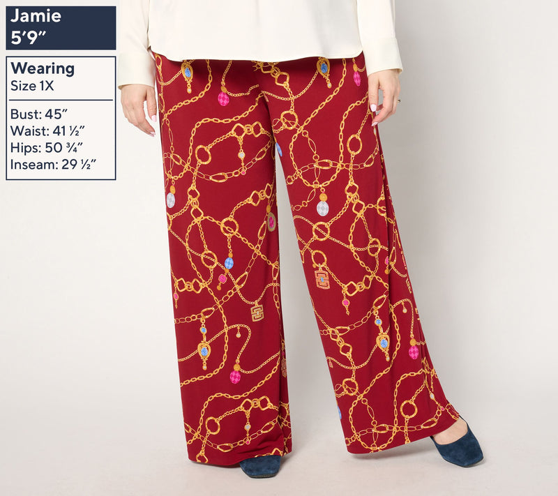Susan Graver Regular Printed Liquid Knit Pull-On Wide Leg Pants — View 2