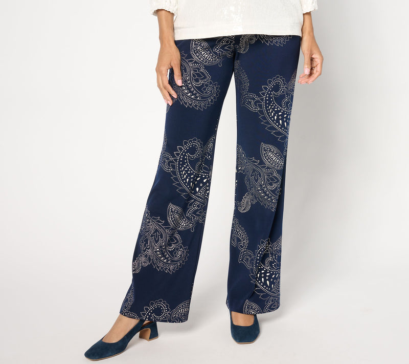 Susan Graver Regular Metallic Print LK Fusion Boot Cut Pant — Main view