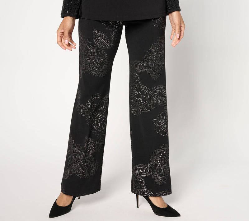 Susan Graver Regular Metallic Print LK Fusion Boot Cut Pant — View 11