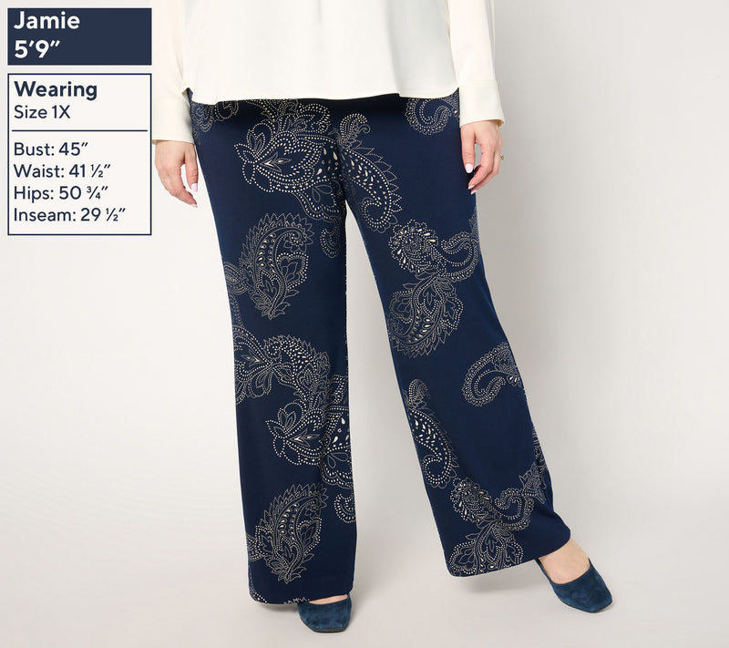 Susan Graver Petite Metallic Print LK Fusion Boot Cut Pants — View 2