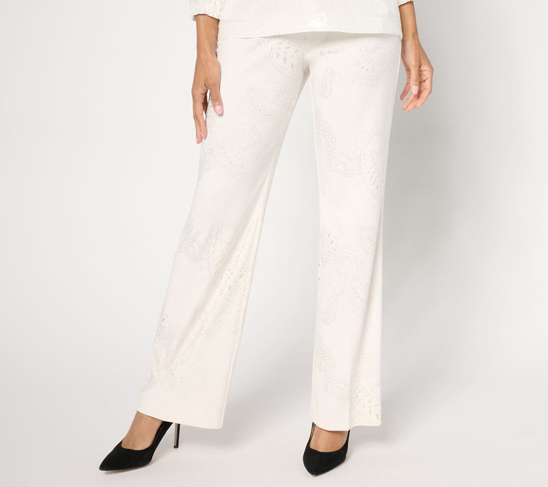 Susan Graver Petite Metallic Print LK Fusion Boot Cut Pants — View 10