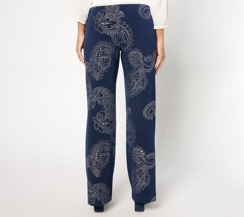 Susan Graver Petite Metallic Print LK Fusion Boot Cut Pants — View 3