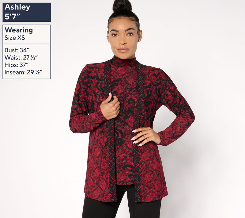 Susan Graver Petite Printed Liquid Knit Cardigan & Tank Set — View 11