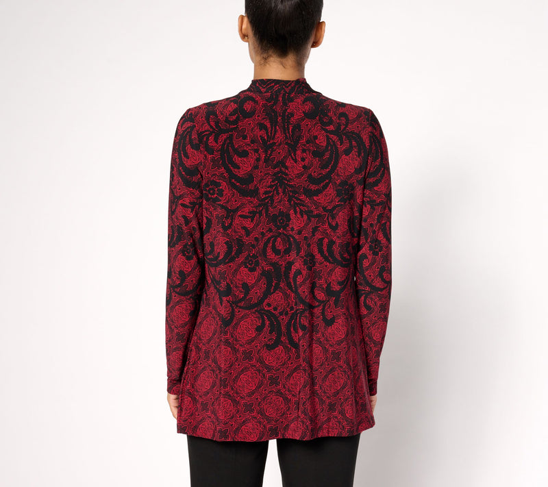Susan Graver Petite Printed Liquid Knit Cardigan & Tank Set — View 12