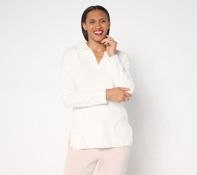 Barefoot Dreams CozyChic Ultra Lite Collared Pullover With Slits — Main view