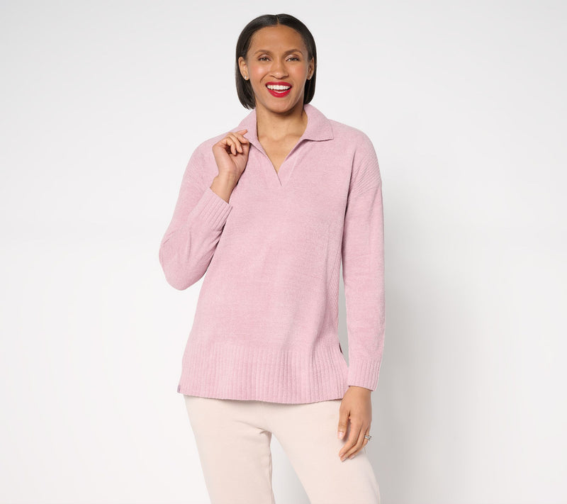 Barefoot Dreams CozyChic Ultra Lite Collared Pullover With Slits — View 7