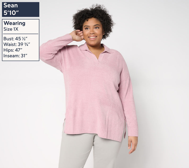 Barefoot Dreams CozyChic Ultra Lite Collared Pullover With Slits — View 14