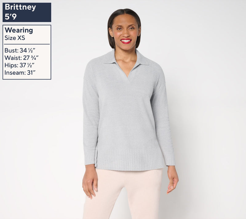 Barefoot Dreams CozyChic Ultra Lite Collared Pullover With Slits — View 15