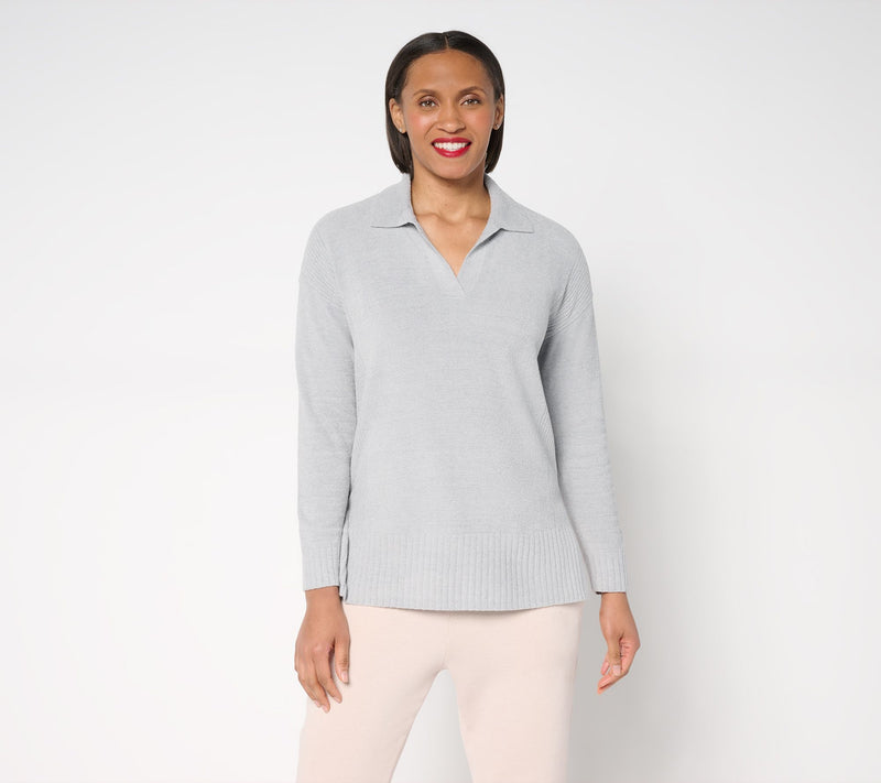 Barefoot Dreams CozyChic Ultra Lite Collared Pullover With Slits — View 11