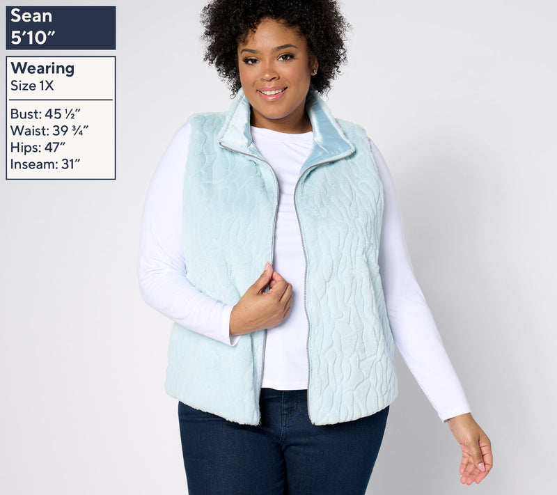 Studio Par Faux Fur Zip Front Vest  Zip Front Vest — View 2