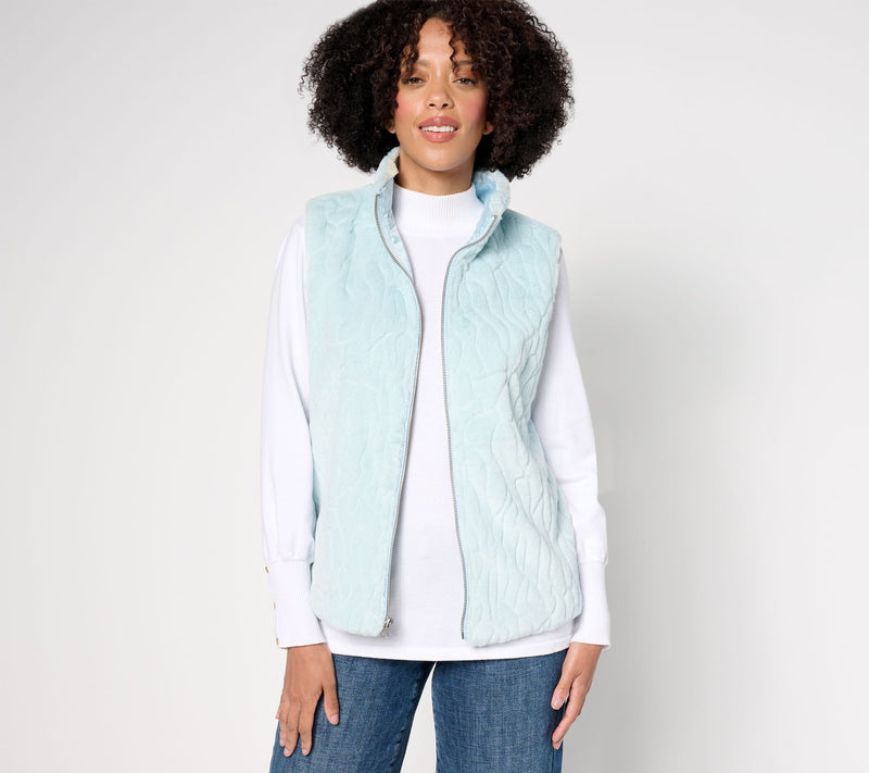 Studio Par Faux Fur Zip Front Vest  Zip Front Vest — Main view