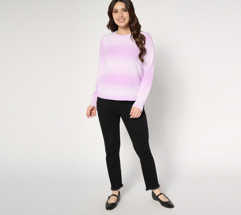 AnyBody Eyelash Yarn Long Sleeve Ombre Sweater — View 5