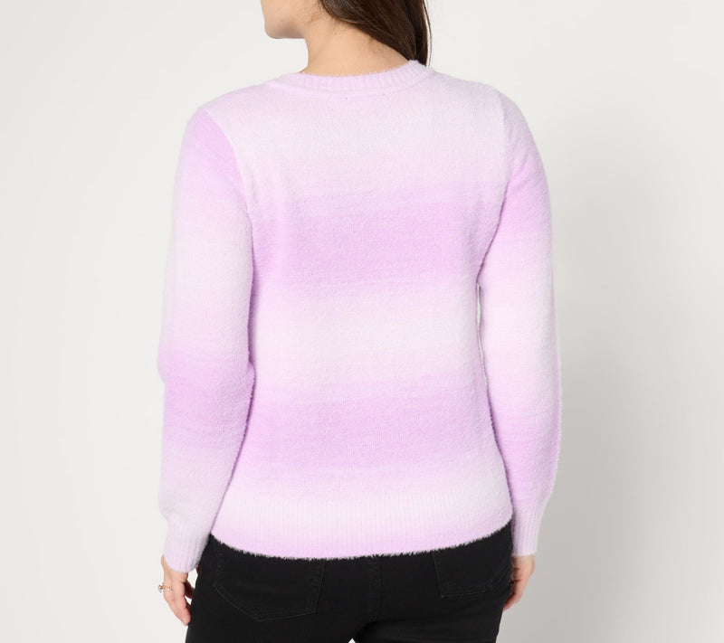 AnyBody Eyelash Yarn Long Sleeve Ombre Sweater — View 4