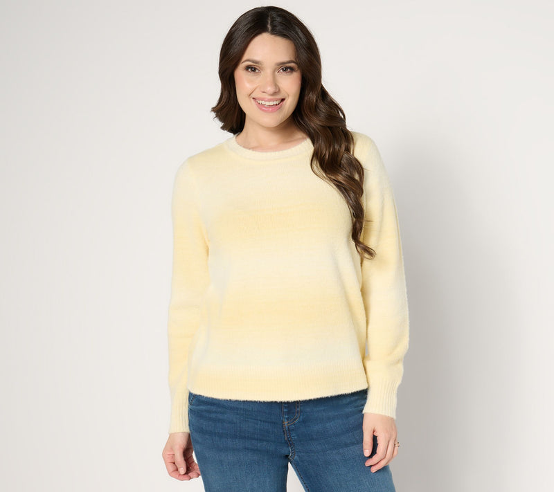 AnyBody Eyelash Yarn Long Sleeve Ombre Sweater — View 14